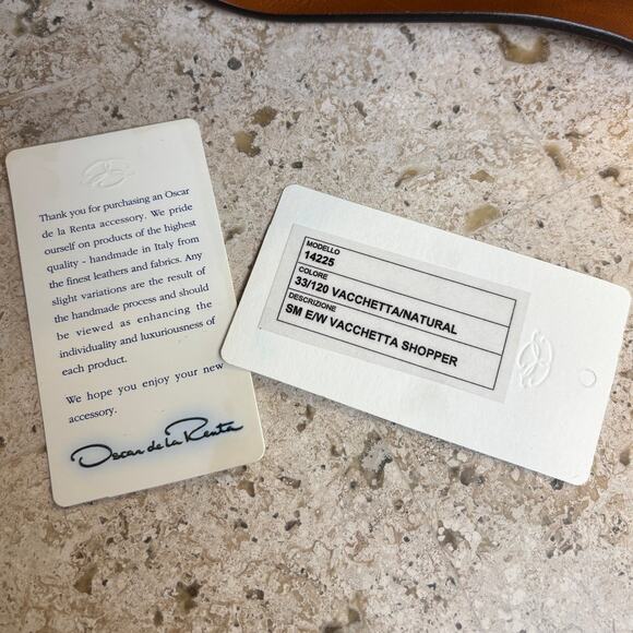 Oscar de la Renta Camel Leather Vintage Vacchetta Shopper Tote Shoulder Bag NEW - Picture 8 of 9